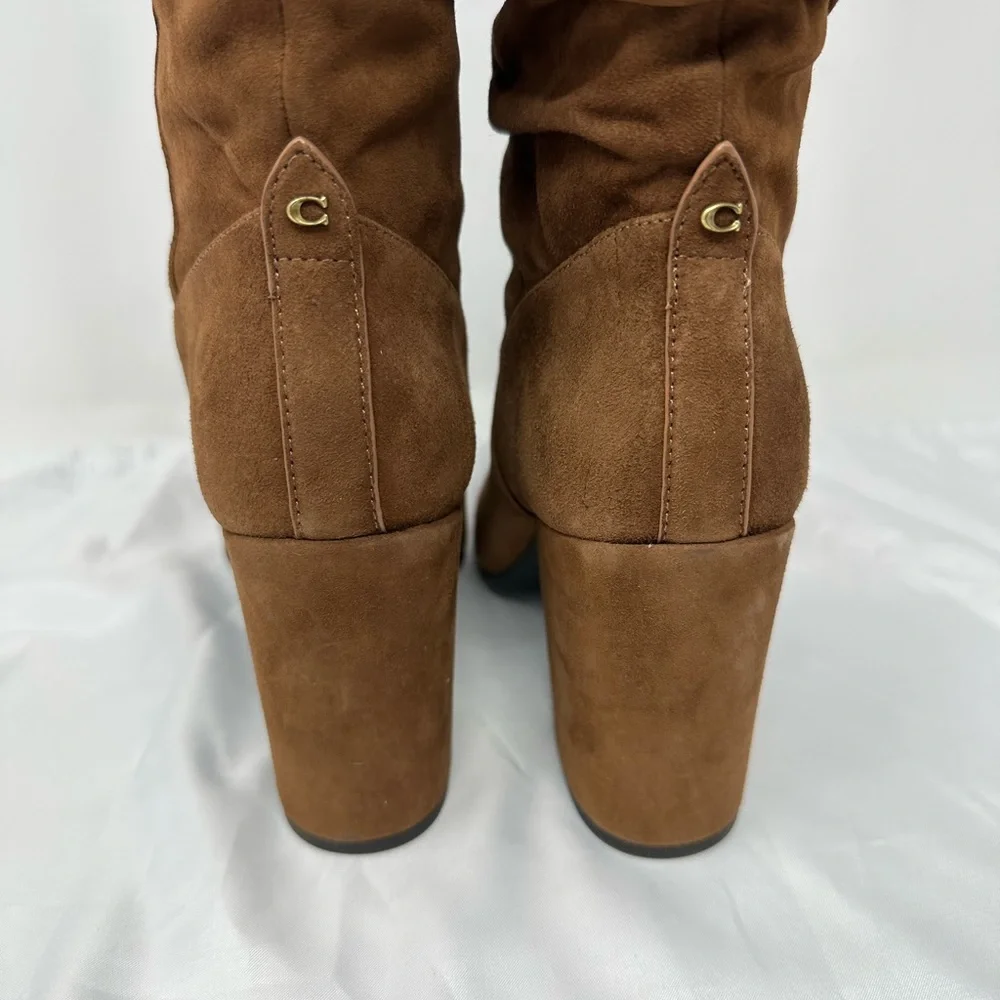 Coach Graham Slouchy Tall Boot Knee High Suede Boot MSRP $450 Sz 5.5B Brown - Picture 4 of 6